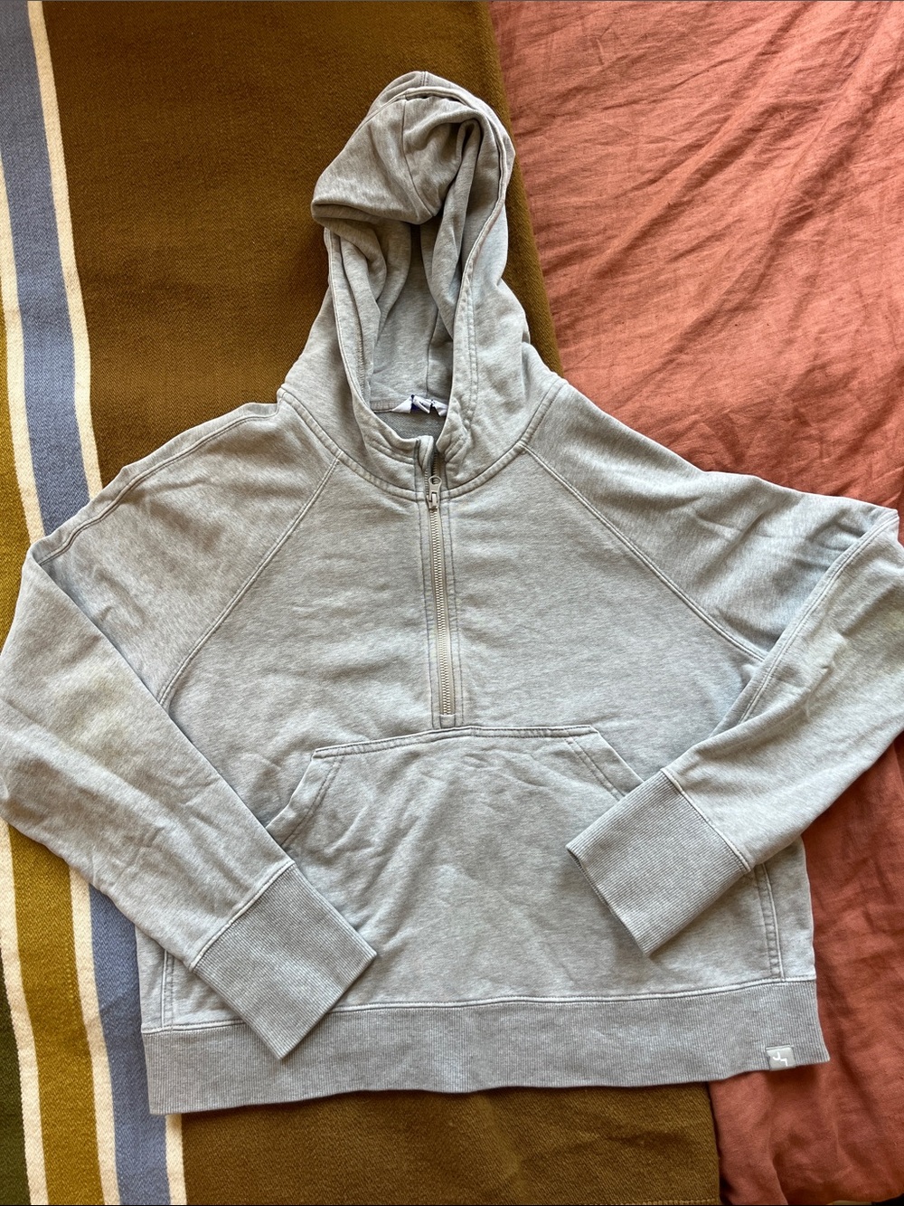 JoyLab Light Gray Cropped Zip-Up Hooded Sweater